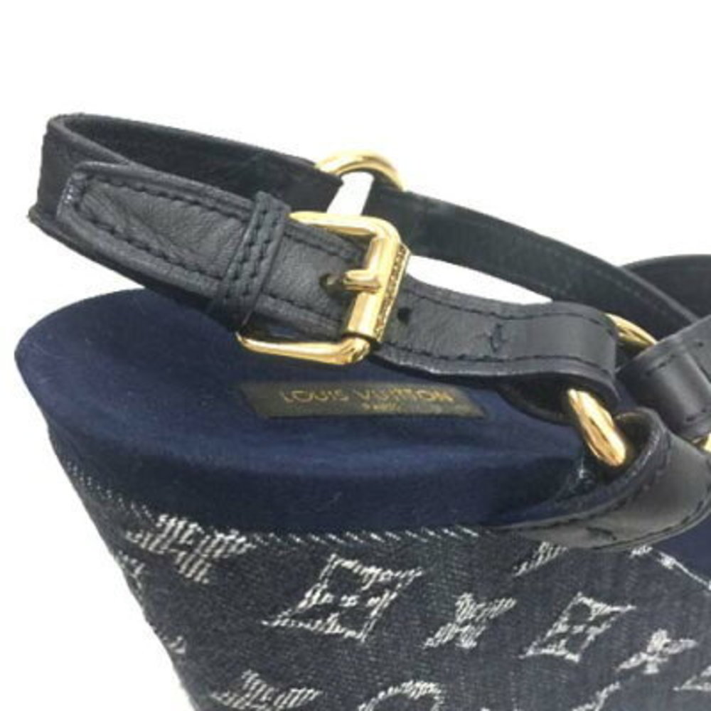 Louis Vuitton Sandals Wedge Denim Ocean Mules - Picture 9 of 9